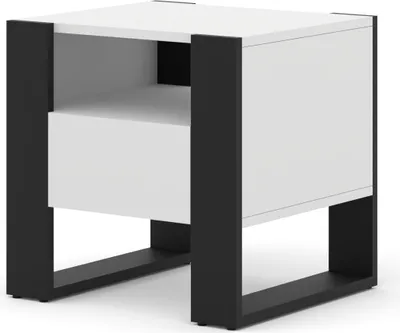 Zdjęcie produktu dla Szafka nocna MONDI 48 cm Szafka nocna z 1 szufladą Biały mat / Czarny