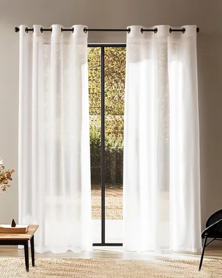 Produktbild von Fertigvorhang HOOMstyle - Voile - Transparent - Gardine mit Ösen - 140x270 cm - Weiß