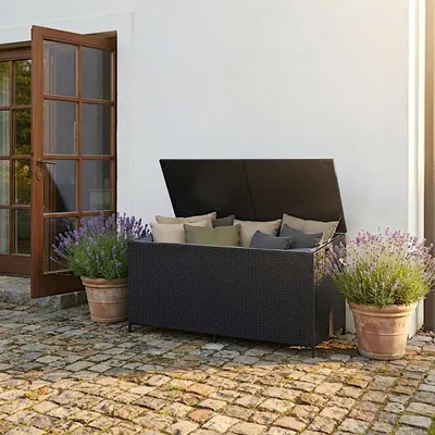 Produktbild von Auflagenbox Poly Rattan Kissenbox Gartenbox Aufbewahrungsbox Schwarz