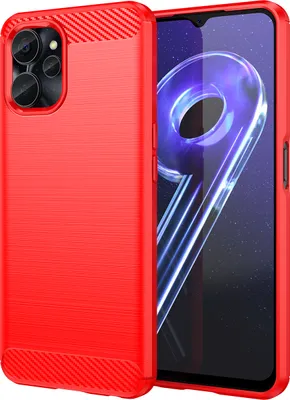 Produktbild von Realme 10 5G Hülle, Carbon-Faser TPU Silikon Stoßfest Schutzhülle für Realme 10 5G Rot