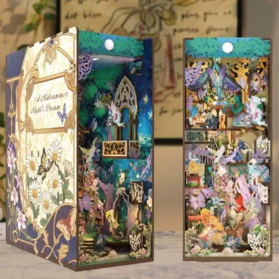 Image de Maison miniature Book Nook - Fées de l'Été - Puzzle 3D - 206 pièces - Maison miniature en bois - avec éclairage LED