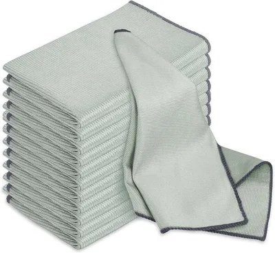 Produktbild von Microfaser-Tücher 12er Pack - Streifenlose Tücher 30 x 40 cm - Lintfreie Glasklärchentücher für Fenster und Spiegel