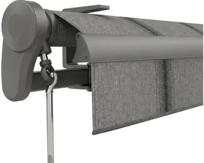 Produktbild von Soluna Gelenkarmmarkise Trend 3,5x3 Stoff Dessin D419 Gestell DB703 dunkelgrau Antrieb Links inkl. Kurbel
