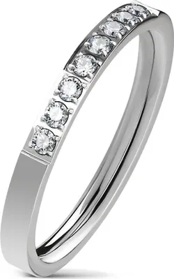Produktbild von Eleganter Damen Ring aus Edelstahl | glänzende Zirkonia-Kristalle | Partnerring | Verlobungsring | Ehering silber 59 - Ø 18,95 mm