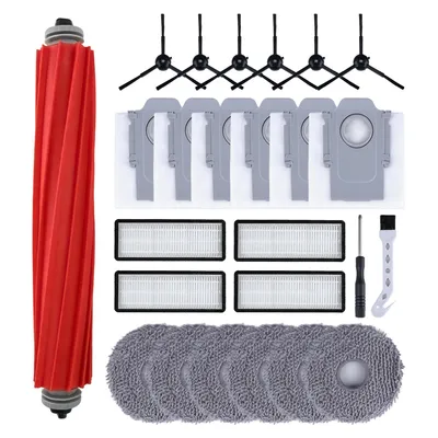 Produktbild von 25 Stück Zubehör für Roborock Qrevo Pro/Qrevo S/Qrevo MaxV Saugroboter, 1 Hauptbürste, 6 Staubbeutel, 6 Wischpads, 4 HEPA-Filter, 6 Seitenbürsten