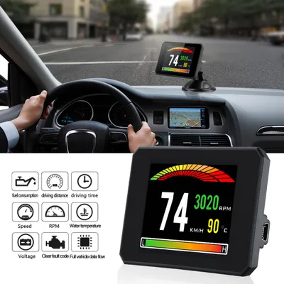 Produktbild von Auto Head Up Display Digital Speed Projector On-Board Computer OBD2 ELM327 Geschwindigkeitsmesser Windschutzscheibe schwarz