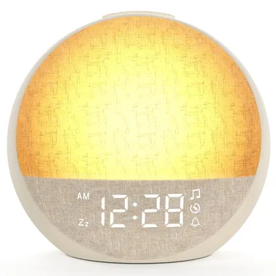 Produktbild von Tageslichtwecker Sonnenaufgangswecker für sanftes Aufwachen,Lichtwecker mit 7 Wecktöne,30 Naturgeräusche,Timer, Snooze,Wecker mit dimmbar 11 Farben