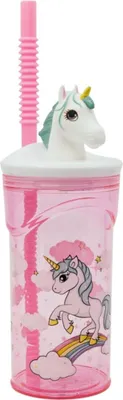 Produktbild von Unicorn Trinkbecher 3D Kinderbecher & Strohhalmbecher 360ml