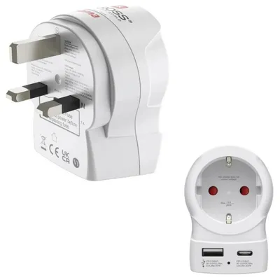 Image de Adaptateur de voyage "EU to UK", 1 x USB-A, 1 x USB-C (PD), 20 W