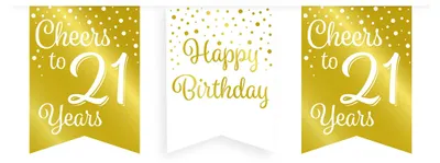 Party-Wimpelkette Gold/Weiß, 21 Wimpel, 8,5 x 8,5 x 7,5 cm