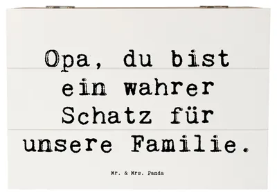 Produktbild von Mr. & Mrs. Panda Erinnerungsbox Spruch Opa Schatz 22 x 15 cm - Weiß - Geschenk, Schatulle, Aufmerksamkeit, Danke sagen, Aufbewahrungstruhe, Schatzkiste, Wertschätzung