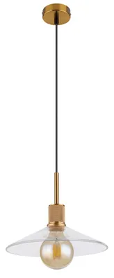 Produktbild von Globo Lighting Hängeleuchte Metall messingfarben, matt, Glas klar, Kabel PVC Schwarz, ø: 280mm, H: 1200mm, exkl. 1x E27 60W 230V