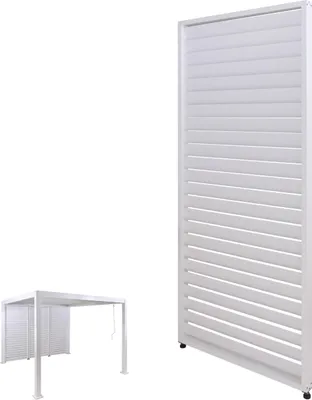 Obrázok produktu pre Lamely pre pergolu HWC-P65, modulový panel s lamelami Bočná stena, hliník 220 x 90 cm ~ biela