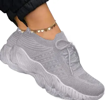 Produktbild von 1 Paar Damen-Wanderschuhe mit rutschfester Gummisohle, Plateau-Schnürschuhe, bequeme Slip-On-Casual-Flats, Schaumstoff-Innensohle, Tennis-Sneakers für das Laufen im Fitnessstudio