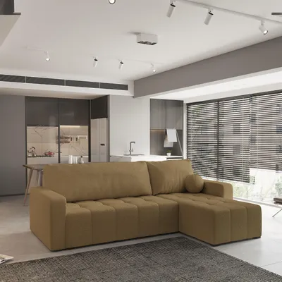 Produktbild von Masseno Ecksofa VOLIRA mit Schlaffunktion L-Form, Sofa mit Bettkasten, Wohnzimmersofa, Couch, Soffa, Bettsofa, Couchgarnitur- Orange, QUELLE 17