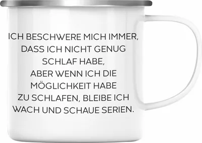 Produktbild von Trendation - Lustige Emaille Tasse mit Spruch für Frauen Männer Arbeit Büro Lustig Emaille Tassen Becher mit Sprüchen Kollegin Geschenk Sarkasmus Schlafen (Silber)