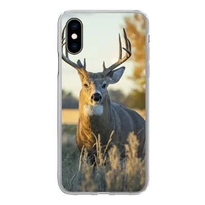 Produktbild von MuchoWow® Handyhülle Schutzhülle Hülle für iPhone X Hirsche - Gras - Herbst - Geweih - Natur - Tiere Silikon Softcase Handy Hülle - Handyhülle