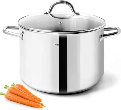 Produktbild von er Edelstahl-Soeppan 5,7 Liter mit Deckel und Griff - 24,5 cm Kochtopf für gesundes Kochen