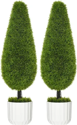 Immagine prodotto di Fortuna Lai Piante artificiali Cipresso Set da 2 90 cm Piante artificiali da interno in vaso con muschio artificiale per decorazioni interne ed esterne