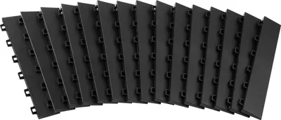 Immagine prodotto di VEVOR Modanatura dei bordi per pavimenti di garage, femmina, set da 15 pezzi, bordi modulari ad incastro per pavimenti di garage in PP, compatibili solo con i tappeti per garage 6-Lock migliorati di VEVOR, nero