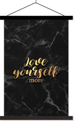 Produktbild von MuchoWow® Textilposter Zitate - Liebe - Gold - Marmor 120x180 cm mit schwarzem Rahmen - Fotos
