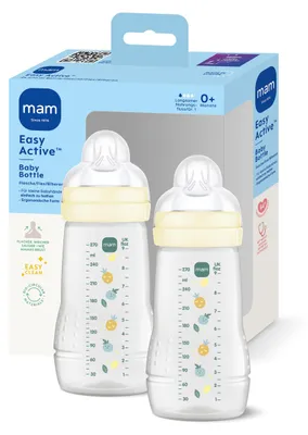 Produktbild von MAM Easy Active Babyflasche 2x 270 ml, 0+ Monate, Sauger Gr. 1, Früchte