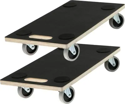Produktbild von SWV 400070 (2Stück) Rollbrett Siebdruck + TPE Transportroller Möbelroller 200 kg