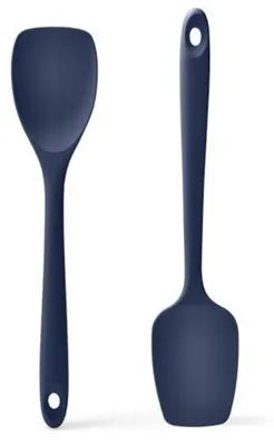 Obrázek produktu pro Silikonová sada kuchyňských lžic, 2 kusy, odolné vůči teplu až do 315°C, modré, kuchyňské pomůcky, 28 cm + 29 cm
