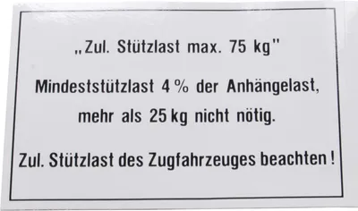 Image de Plaque de charge d'appui "remorque" Avec film adhésif 75 kg