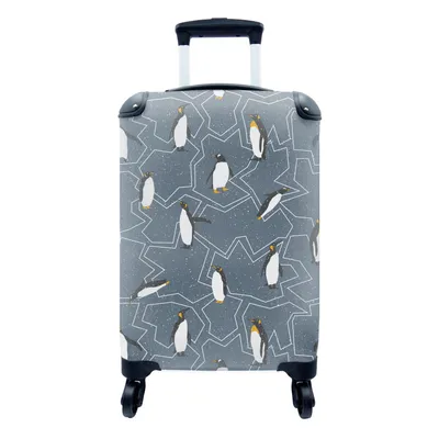 Produktbild von MuchoWow® Koffer Handgepäck Trolley Rollkoffer Kleine Reisekoffer mit 4 Rollen - Muster - Winter - Pinguin - Cabin Size < 55x40x23 cm & 55x40x20 cm - Fotokoffer - Kabinenkoffer - Boardgepäck - Reise-Box - Reisekoffer - Reisegepäck - Koffer mit Bild - Trolley für Kinder