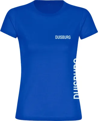 Produktbild von multifanshop Damen T-Shirt - Duisburg - Brust & Seite, blau, Größe XL