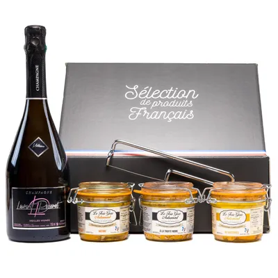 Produktbild von Ametzondo Geschenkbox – Foie Gras Nature, Trüffel & Sauternes + Champagner & Lyra | Exklusive Relais Gourmet Auswahl