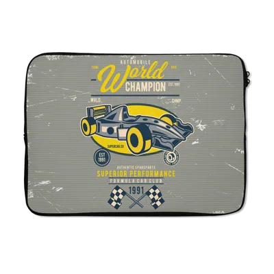 Produktbild von MuchoWow® Laptop Hülle 13 Zoll Rennwagen - Oldtimer - Flagge Laptoptasche - Laptophülle - Sleeve - Rundumschutz