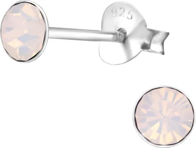 Produktbild von Ohrringe 925 Sterling Silber Ohrstecker mit Kristall 4mm in verschiedenen Farben Farbe - Hellrosa