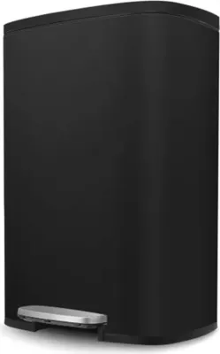 Image de Soft Step Poubelle à pédale de luxe - 50L Poubelle en inox - noire, résistante aux empreintes digitales avec Softclose & antidérapant