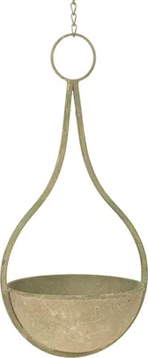 Produktbild von Blumenampel Hängeampel Metall Ø16cm H38cm Garten-Deko Outdoor und Indoor Grau-Grün