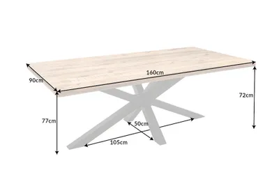 Produktbild von Massiver Industrial Esstisch GALAXIE 160cm Mangoholz sternenförmiges Gestell