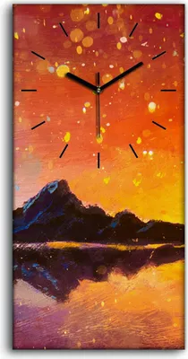Produktbild von Wandbild Leinwand Bilder mit Uhr Quarz 30x60 Ölgemälde Berg Abstrakte Kunst - schwarze Hände
