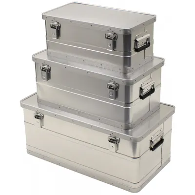 Produktbild von MFH Transportkisten, Alu, 3er Set, 34 l, 55 l, 100 l