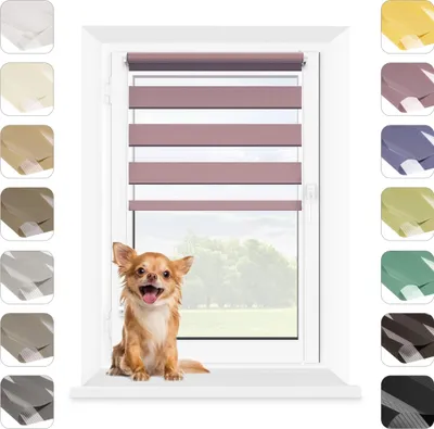 Produktbild von Mardom Home | Doppelrollo - 65x140 cm - Lila - Verdunkelungsrollo Ohne Bohren - Mit Klemmfix - Rollo Fenster Innen - Sonnenschutzrollo
