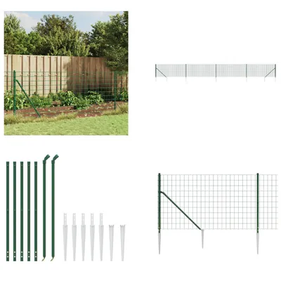 Produktbild von vidaXL Maschendrahtzaun mit Bodenhülsen Grün 0,8x10 m - Maschendrahtzaun - Maschendrahtzäune - Gartenzaun - Drahtzaun