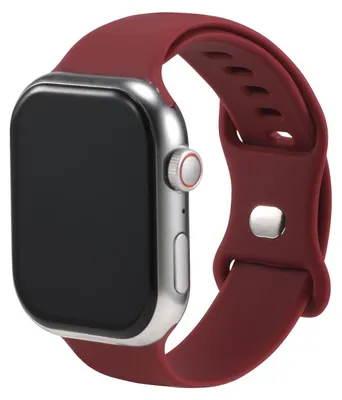 Image de Bracelet de remplacement en silicone pour Apple Watch 1, 2, 3, 4, 5, 6, 7, 8, 9, 10, 11, SE 1, 2, 3 (38/40/41/42 mm) – Bracelet sport souple bordeaux – Bracelet réglable pour smartwatch – Taille L