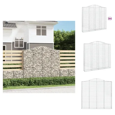Produktbild von vidaXL Gabionen mit Hochbogen 4 Stk. 200x30x180/200cm Verzinktes Eisen -  Blumentöpfe & Pflanzgefäße