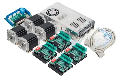 Productafbeelding van Stapmotor-kit, enkelassige aandrijving, CNC-aansluitbord, 4-assige kit