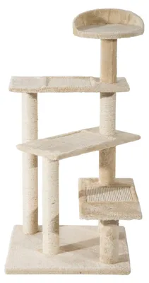 Image de Arbre à gratter pour chat avec 4 plateformes | Couleur : Beige | Dimensions : 50x50x100 cm