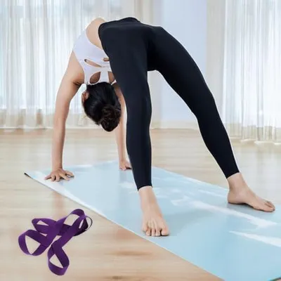 Produktbild von 2 elastische und wiederverwendbare Haltegurte für Yogamatten, geeignet für Gymnastikmatten und Yoga im Freien