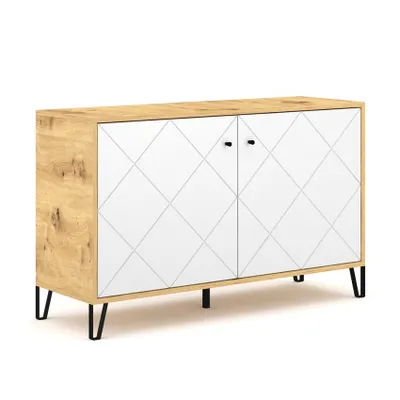 Immagine prodotto di Cassettiera Bilbao 2D rovere Artisan - bianco opaco 123,4 cm
