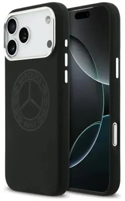 Image de Étui en silicone MagSafe avec logo vintage Mercedes pour iPhone 17 Pro Max - noir