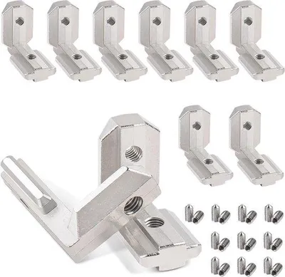 Image de Raccord pour profilé en aluminium à rainure en T, raccord d'angle à 90° en forme de L avec vis