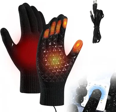 Produktbild von Beheizte Handschuhe, USB Beheizte Handschuhe für Männer und Frauen, Handschuhe mit Heizung, Handschuhe Heizung Stricken, Wärmende Handschuhe, Handschuhe mit einstellbarer Temperatur